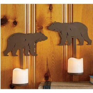 Bear Scones with LED Candles Set 2 DC793506 8 3/4" w x 10 1/2" h x 3 1/4" d